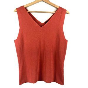 Due Per Due VTG Coral Orange Sleeveless V-Neck Knit Top L (Measures M)
